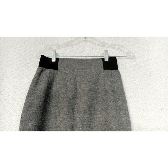 Halogen Women's Gray Wool Blend Tweed Pencil Knee Length Lined Skirt Size 0 Zip - Picture 10 of 16